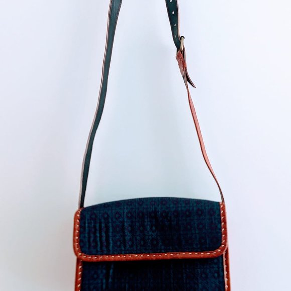Handcrafted leather and cotton shoulder bag, vintage and unique! NEW item. - Picture 4 of 4